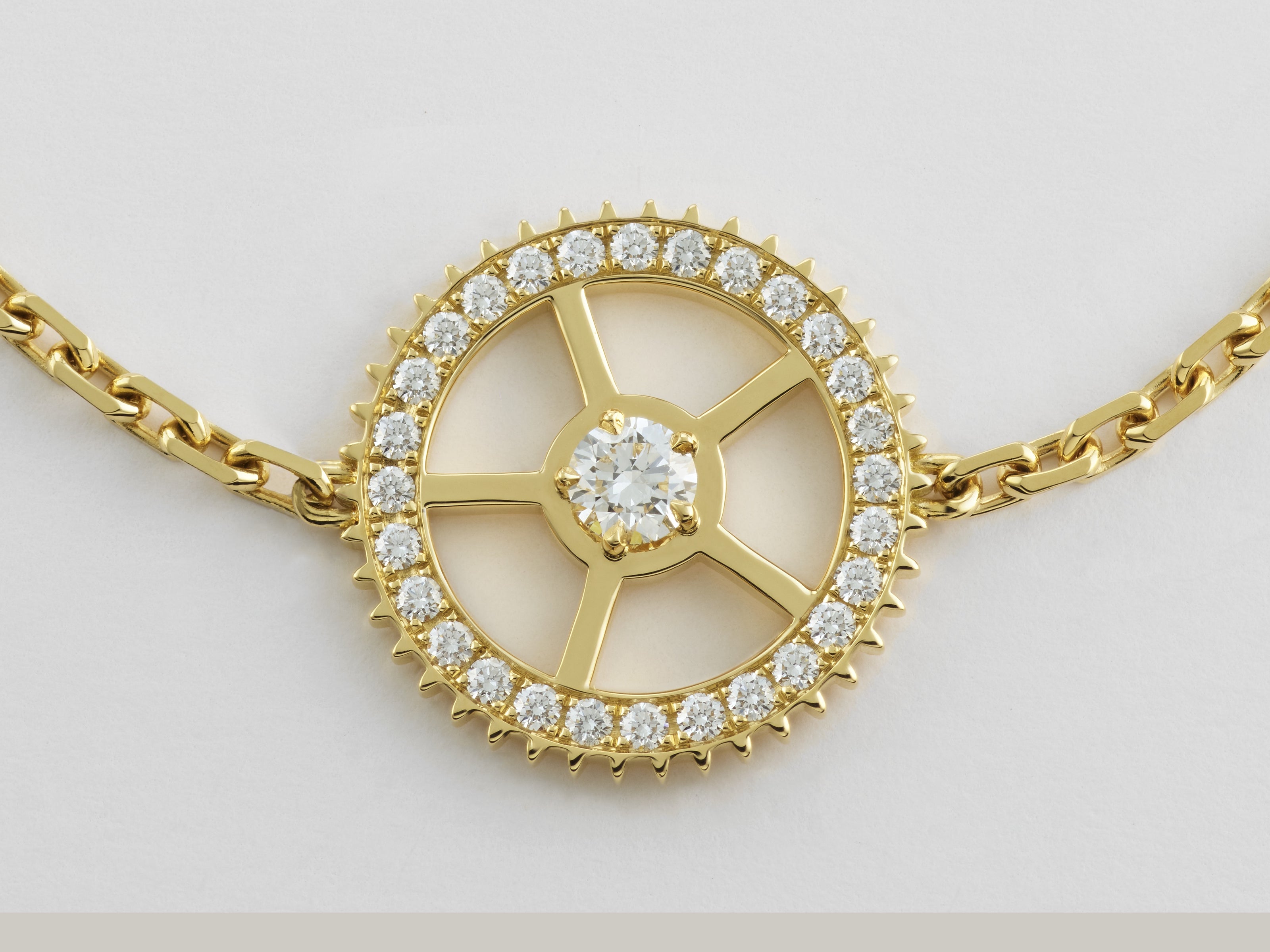 Full Pavé Yellow Gold Gear Bracelet