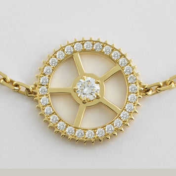 Full Pavé Yellow Gold Gear Bracelet