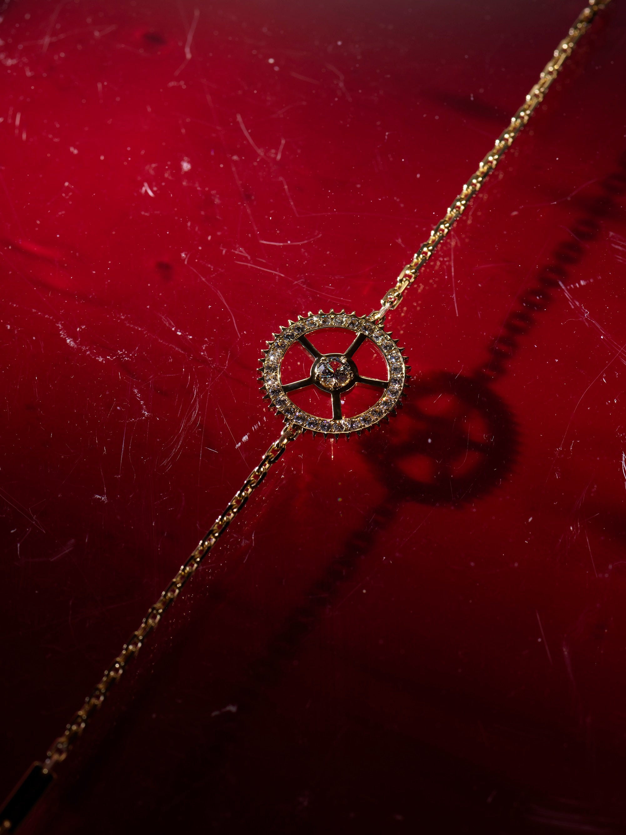 Full Pavé Yellow Gold Gear Bracelet