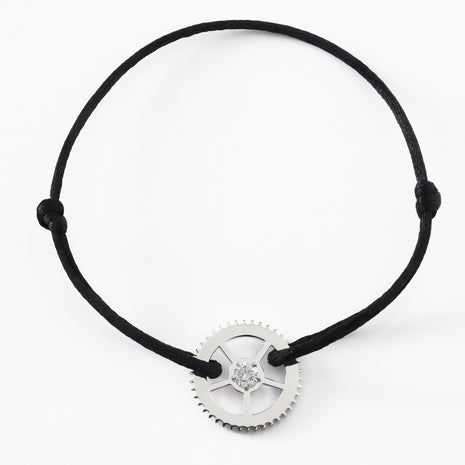 1 Diamond White Gold Gear Cord Bracelet