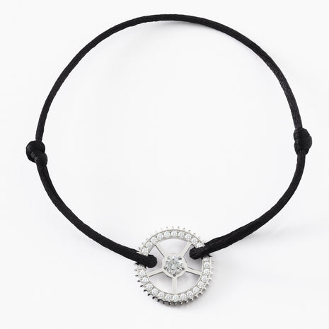 Full Pavé White Gold Gear Cord Bracelet