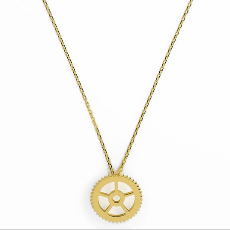 Classic Yellow Gold Gear Necklace