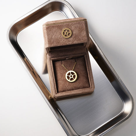 Classic Yellow Gold Gear Necklace