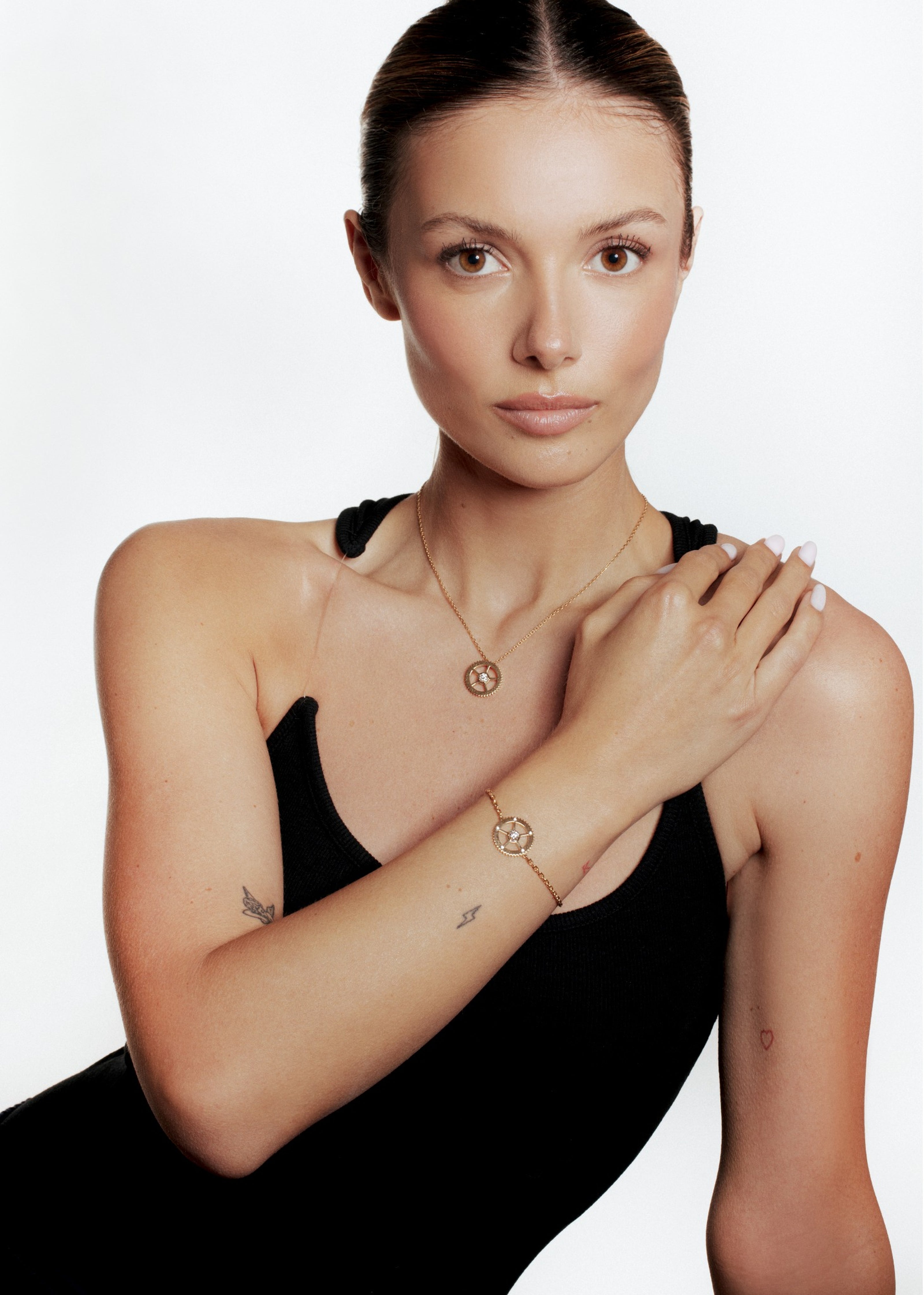 1 Diamond Yellow Gold Gear Necklace